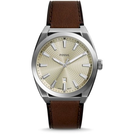 Fossil Everett Zegarek Męski Srebrny na brązowym pasku FS6071