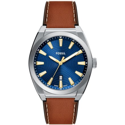 Fossil Everett Zegarek Męski Srebrny na brązowym pasku FS6115