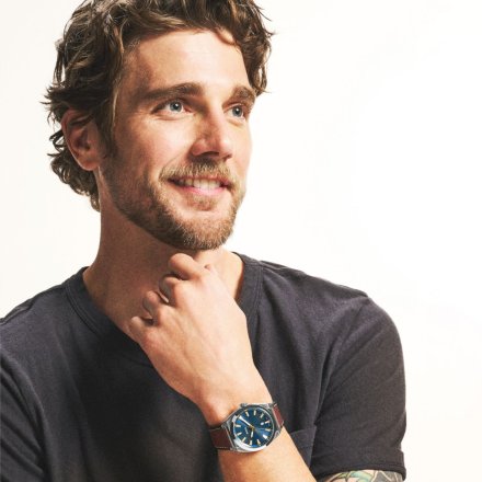 Fossil Everett Zegarek Męski Srebrny na brązowym pasku FS6115
