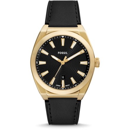 Fossil Everett Zegarek Męski złoty na czarnym pasku FS6089