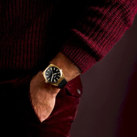 Fossil Everett Zegarek Męski złoty na czarnym pasku FS6089