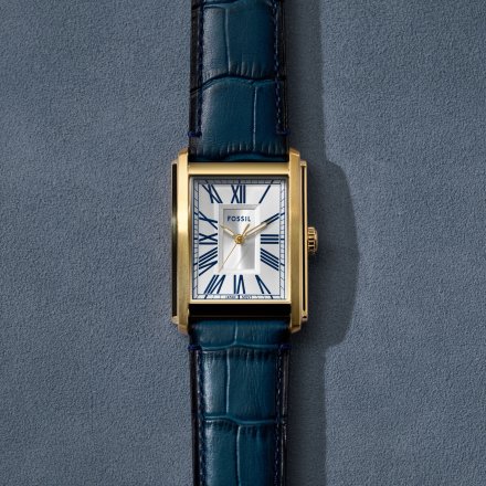 Fossil Carraway Zegarek Męski Złoty na niebieskim pasku FS6076