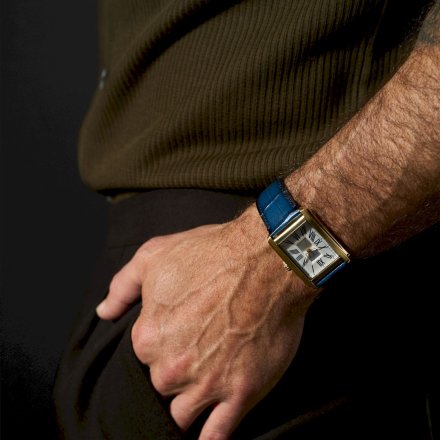 Fossil Carraway Zegarek Męski Złoty na niebieskim pasku FS6076
