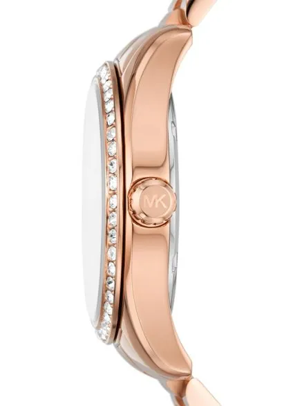 Michael Kors Lexington MK1088SET różowozłoty zegarek damski z bransoletką i kolczykami w zestawie