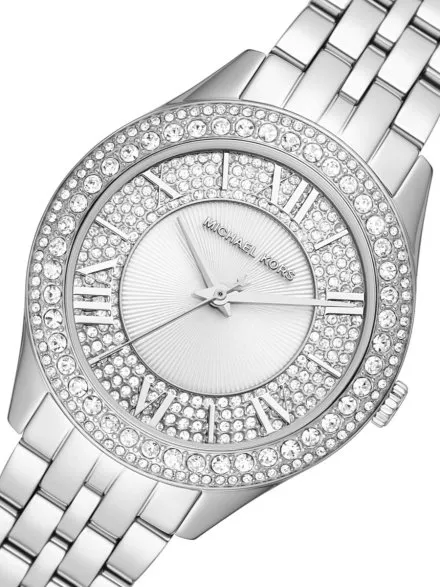 Michael Kors Harlowe MK4708 srebrny zegarek damski z kryształkami