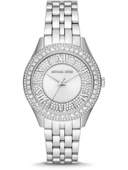 Michael Kors Harlowe MK4708 srebrny zegarek damski z kryształkami