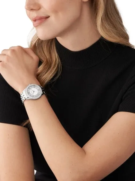 Michael Kors Harlowe MK4708 srebrny zegarek damski z kryształkami