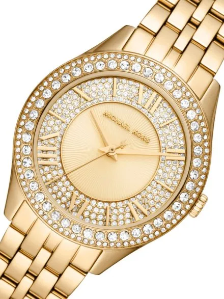 Michael Kors Harlowe MK4709 złoty zegarek damski z kryształkami na bransolecie