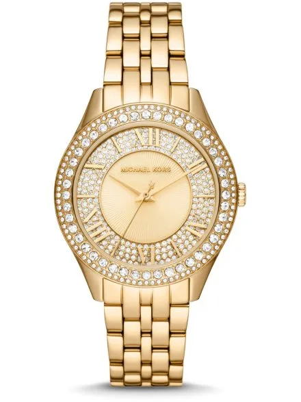 Michael Kors Harlowe MK4709 złoty zegarek damski z kryształkami na bransolecie