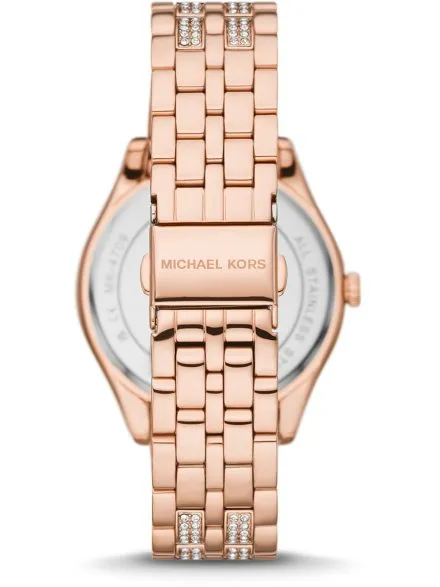 Michael Kors Harlowe MK4710 różowozłoty zegarek damski z kryształkami na bransolecie