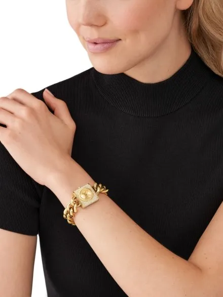 Michael Kors Chain Lock MK4711 złoty zegarek damski łańcuch bransoletka