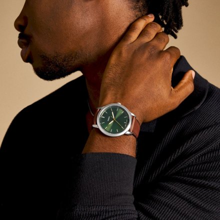 Fossil Minimalist Zegarek Męski Srebrny na brązowym pasku FS6094