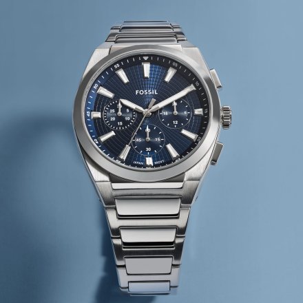 Fossil Everett Chronograph Zegarek Męski Srebrny na bransolecie FS6104