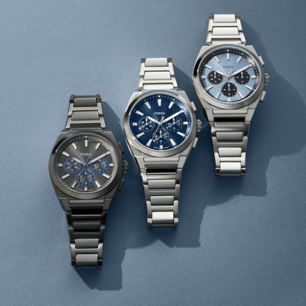 Fossil Everett Chronograph Zegarek Męski Srebrny na bransolecie FS6105