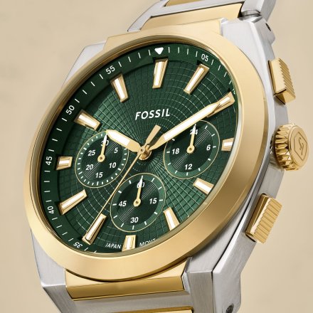 Fossil Everett Chronograph Zegarek Męski Srebrno-Złoty na bransolecie FS6106