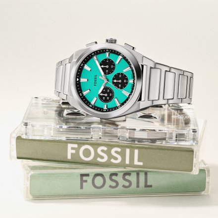 Fossil Everett Chronograph Zegarek Męski Srebrny na bransolecie FS6117