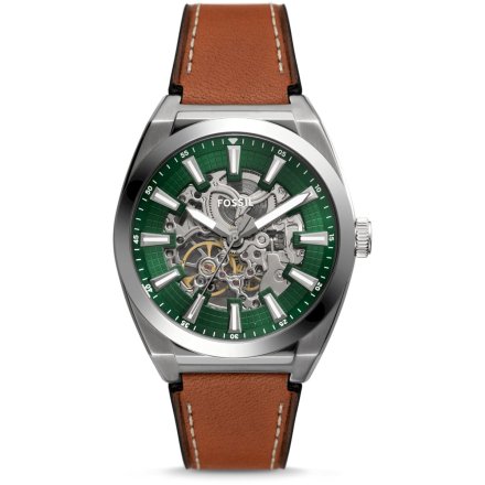 Fossil Everett Automatic Zegarek Męski Srebrny na brązowym pasku ME3261