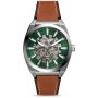 Fossil Everett Automatic Zegarek Męski Srebrny na brązowym pasku ME3261