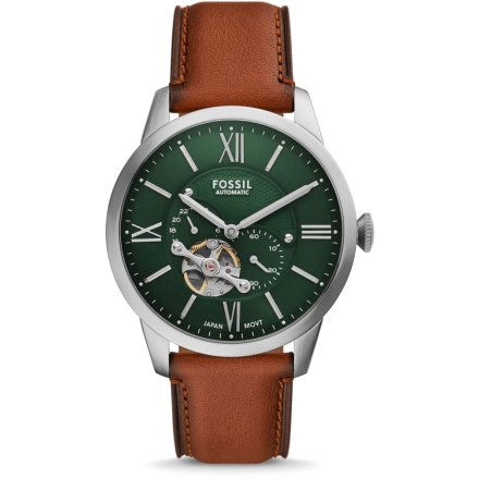 Fossil Townsman Automatic Zegarek Męski Srebrny na brązowym pasku ME3265