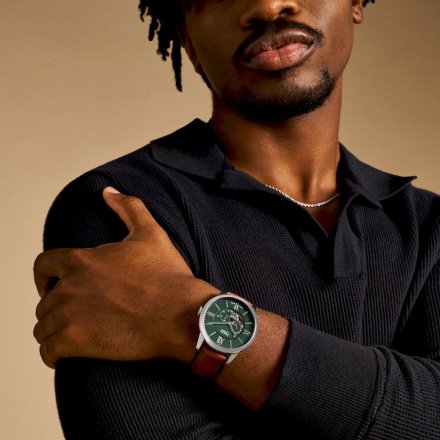 Fossil Townsman Automatic Zegarek Męski Srebrny na brązowym pasku ME3265