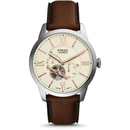 Fossil Townsman Automatic Zegarek Męski Srebrny na brązowym pasku ME3266