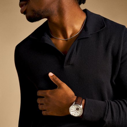 Fossil Townsman Automatic Zegarek Męski Srebrny na brązowym pasku ME3266