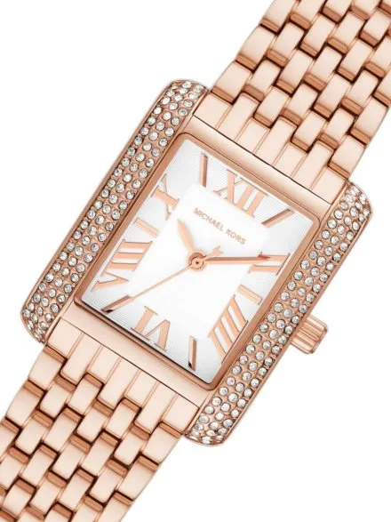 Michael Kors Emery MK4743 różowozłoty zegarek damski prostokąt