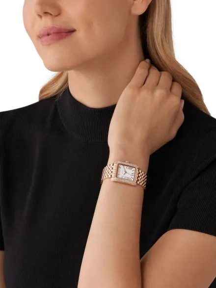 Michael Kors Emery MK4743 różowozłoty zegarek damski prostokąt