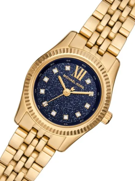 Michael Kors Lexington MK4802 złoty zegarek damski na bransolecie z granatową tarczą