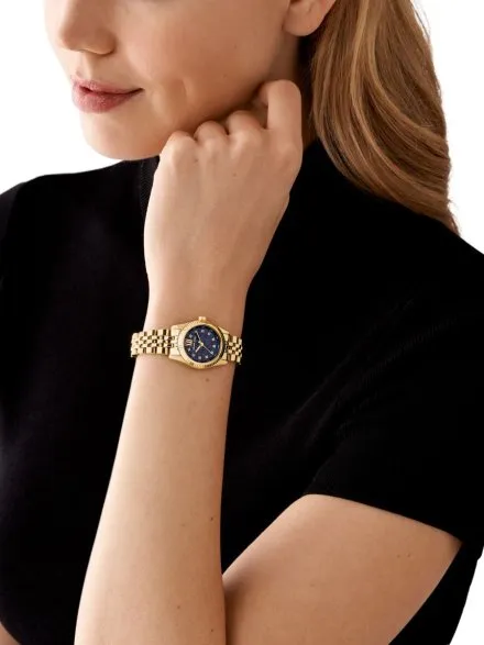 Michael Kors Lexington MK4802 złoty zegarek damski na bransolecie z granatową tarczą