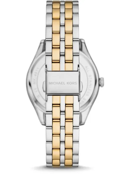 Michael Kors Harlowe MK4811 zegarek damski z kryształkami na bransolecie srebrno-złoty