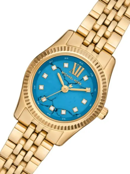 Michael Kors Lexington MK4813 złoty zegarek damski błękitna tarcza