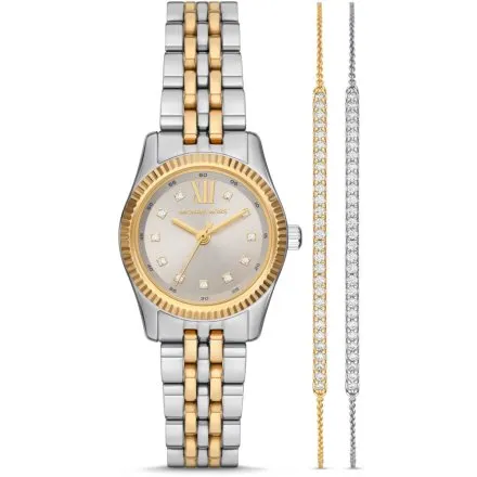 Michael Kors Lexington MK4815SET srebrny zegarek damski w zestawie z bransoletkami