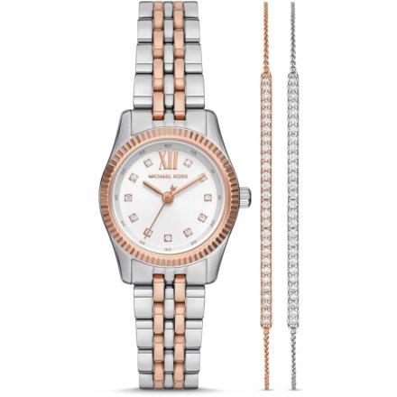 Michael Kors Lexington MK4817SET srebrny zegarek damski w zestawie z bransoletkami