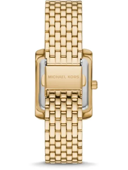 Michael Kors Emery MK4826 złoty zegarek damski o prostokątnej kopercie z białą tarczą