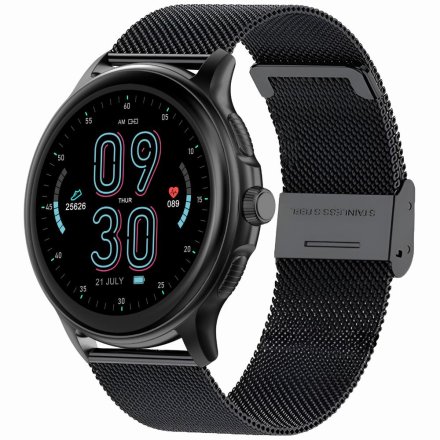 GRAVITY GT12-7 srebrno-czarny smartwatch z pomiarem ciśnienia