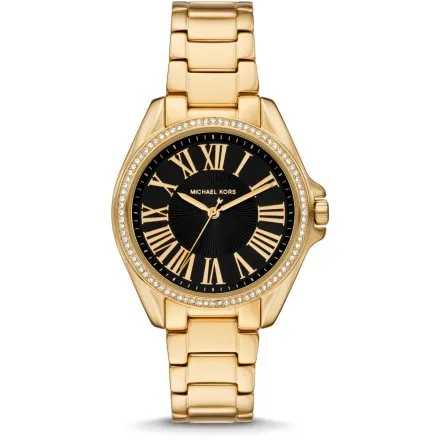 Michael Kors Kacie MK4852 złoty zegarek damski na bransolecie z czarną tarczą