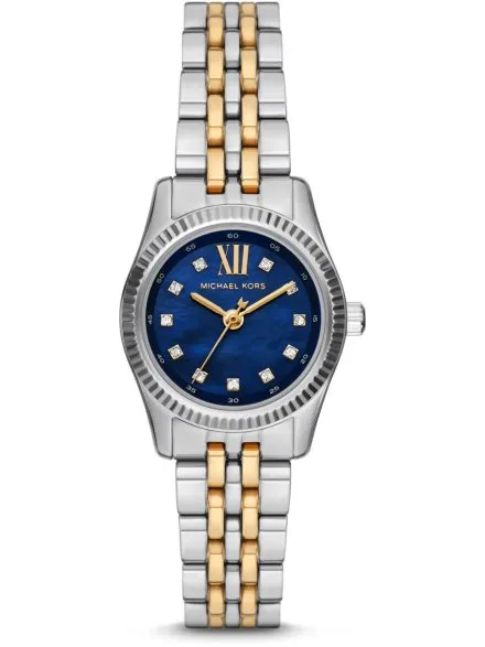 Michael Kors Lexington MK4865 srebrny zegarek damski na bransolecie z granatową tarczą