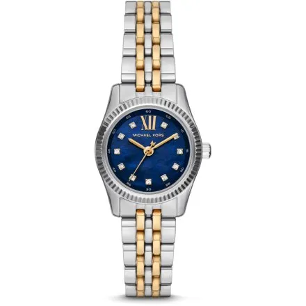Michael Kors Lexington MK4865 srebrny zegarek damski na bransolecie z granatową tarczą