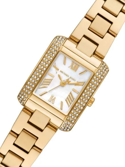 Michael Kors Emery MK4867 złoty zegarek damski o prostokątnej kopercie z jasną tarczą