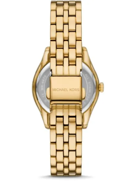 Michael Kors Harlowe MK4870 złoty zegarek damski z kryształkami i z zieloną tarczą