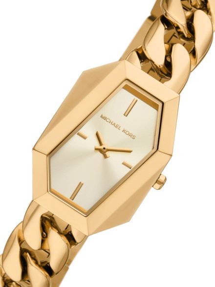 Michael Kors Suri Ladies MK4878 złoty zegarek damski o nieregularnej kopercie i srebrnej tarczy