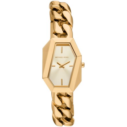 Michael Kors Suri Ladies MK4878 złoty zegarek damski o nieregularnej kopercie i srebrnej tarczy