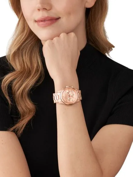 Michael Kors Runway MK7324 różowozłoty zegarek damski z chronografem