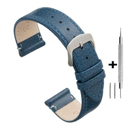 Niebieski pasek 22 mm skórzany DILOY 86.22.5 + GRATIS dwa teleskopy i narzędzie
