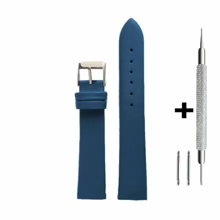 Niebieski pasek 18 mm skórzany DILOY 301.18.05 + GRATIS dwa teleskopy i narzędzie