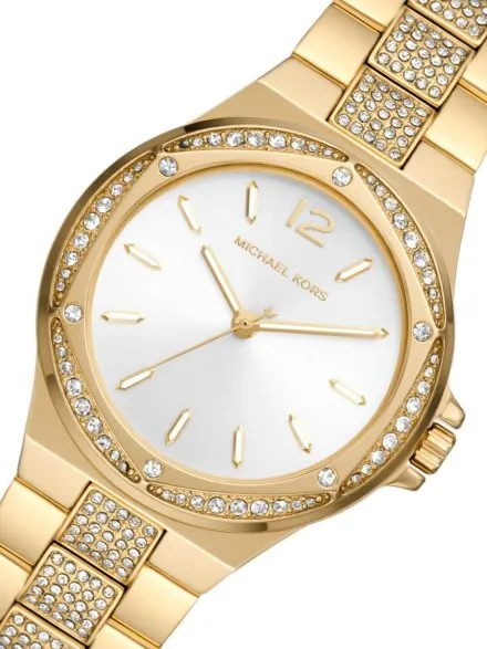 Michael Kors Lennox MK7361 złoty zegarek damski z bransoletą ozdobiony kryształkami