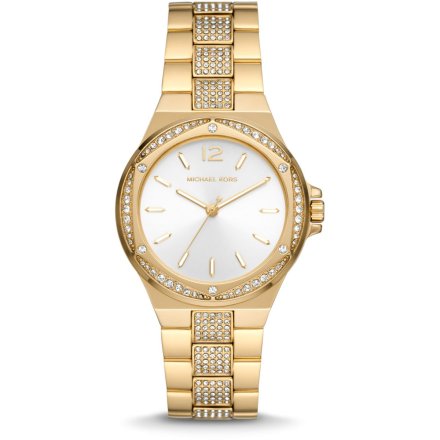 Michael Kors Lennox MK7361 złoty zegarek damski z bransoletą ozdobiony kryształkami