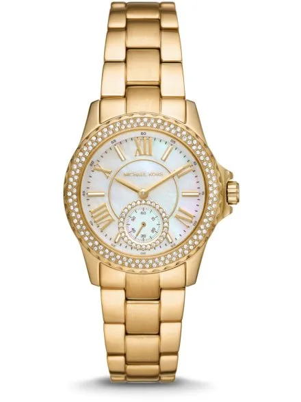 Michael Kors Mini Everest MK7363 złoty zegarek damski z perłową tarczą na bransolecie
