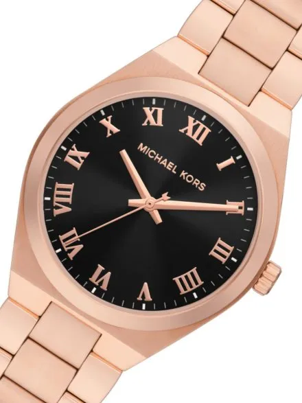 Michael Kors Lennox MK7392 różowozłoty zegarek damski z czytelną czarną tarczą